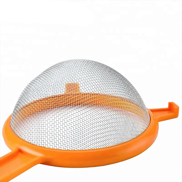 3 Pieces Colorful Strain Stainless Steel Mesh Strainer With Hook Kitchen Tool Food Straining Noodles Rice Easy Drain Micro Net Different Size Multipurpose Sifter Sieves Colander Three Pcs Set