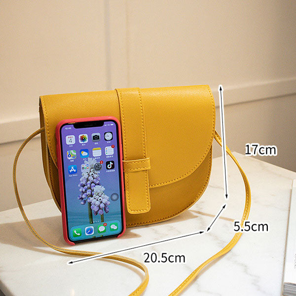 Synthetic Leather Shoulder Strap Magnetic Button Lock Women Mini Shoulder Bag - Yellow