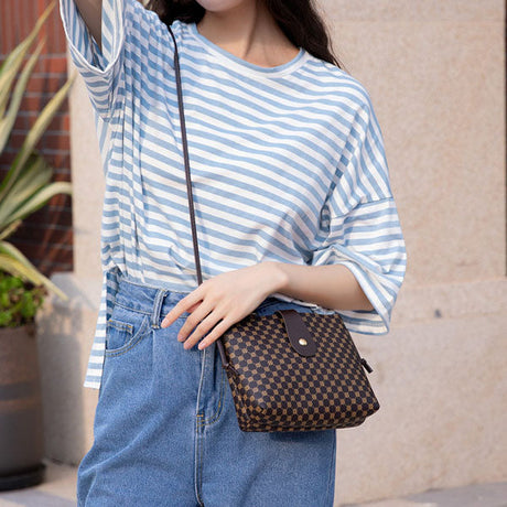 Button Closure Printed Premium Quality Women Shoulder Bag  - Orange