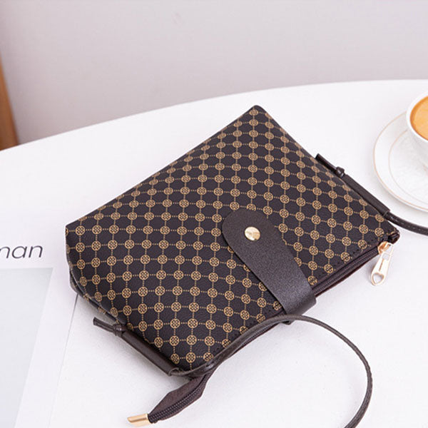 Button Closure Printed Premium Quality Women Shoulder Bag  - Orange