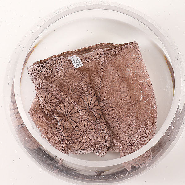 See Through Floral Lace Patched Summer Thin Fabric Women Underwear - White