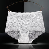 See Through Floral Lace Patched Summer Thin Fabric Women Underwear - White