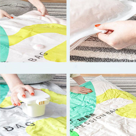 Colorful Print Vacuum Compression Large Thick Coat Multipurpose Vacuum Storage Bags - 80 x 100cm - Multi Color