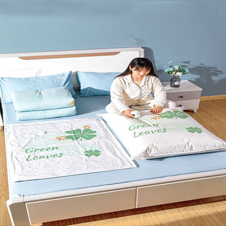 Leaves Print Vacuum Compression Large Thick Coat Multipurpose Space Saving Vacuum Storage Bags - 80 x 100cm - White Green