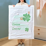 Leaves Print Vacuum Compression Large Thick Coat Multipurpose Space Saving Vacuum Storage Bags - 80 x 100cm - White Green