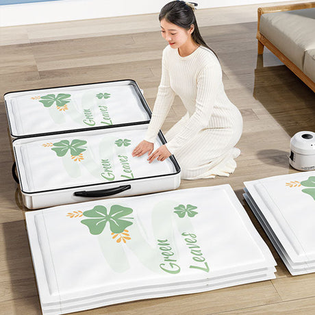 Leaves Print Vacuum Compression Large Thick Coat Multipurpose Space Saving Vacuum Storage Bags - 60 x 80cm - White Green