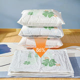 Leaves Print Vacuum Compression Large Thick Coat Multipurpose Space Saving Vacuum Storage Bags - 60 x 80cm - White Green