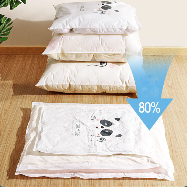 Panda Print Vacuum Compression Large Thick Coat Multipurpose Space Saving Vacuum Storage Bags -  60x80cm - White Black