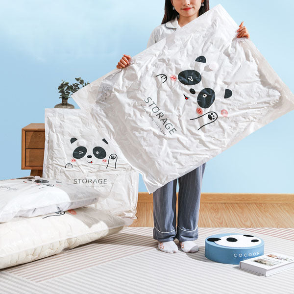 Panda Print Vacuum Compression Large Thick Coat Multipurpose Space Saving Vacuum Storage Bags -  50 x 70cm - White Black