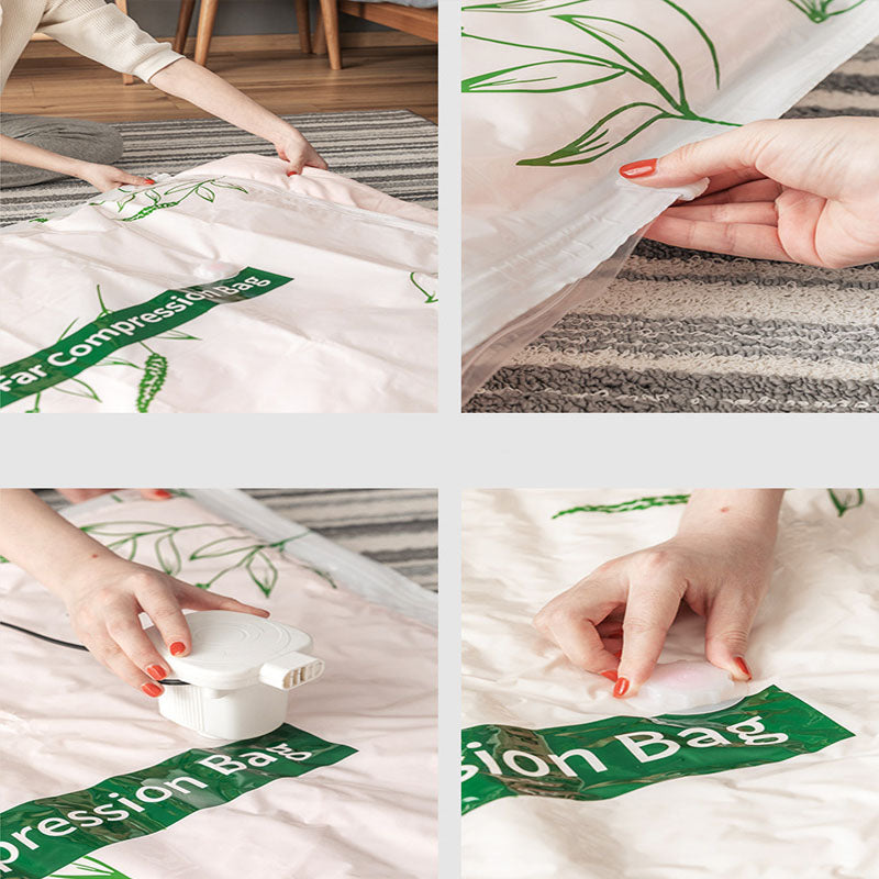 Vacuum Compression Large Thick Coat Household Quilt Bedding Multipurpose Space Saving Storage Bags - 50 x 70cm - White Green