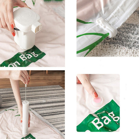 Vacuum Compression Large Thick Coat Household Quilt Bedding Multipurpose Space Saving Storage Bags - 80 x 100cm - White Green