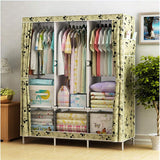 Canvas Wardrobe Organizer Space-Saving Foldable Large Size Clothing Storage Rack - Yellow