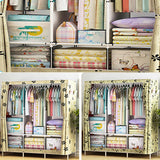 Canvas Wardrobe Organizer Space-Saving Foldable Large Size Clothing Storage Rack - Yellow