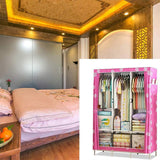 Canvas Wardrobe Organizer Space-Saving Foldable Large Size Clothing Storage Rack - Pink