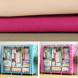 Canvas Wardrobe Organizer Space-Saving Foldable Large Size Clothing Storage Rack - Pink