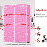 Canvas Wardrobe Organizer Space-Saving Foldable Large Size Clothing Storage Rack - Pink