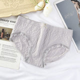Romantic Lace French Cut Panties Slim Fit Elastic High Waist Underwear for Women - Light Gray - Shop N Save