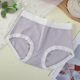 High Elastic Waist Embossed Pattern Women Underwear Undergarments French Cut Panties Girls Lingerie Inner Wear - Light Purple - Shop N Save