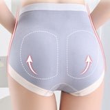 Ribbed Pattern Elastic Waist French Cut Panties Soft Breathable Women's Underwear - Pink