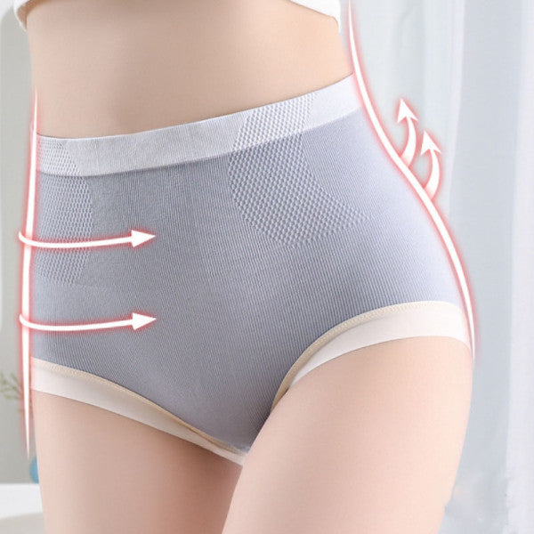 Ribbed Pattern Elastic Waist French Cut Panties Soft Breathable Women's Underwear - Purple