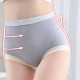 Ribbed Pattern Elastic Waist French Cut Panties Soft Breathable Women's Underwear - Yellow