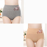 High Elastic Waist Floral Print Girls Panty Brief Women Undergarments Soft Fabric Underwear - Black - Shop N Save