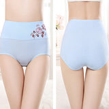 High Elastic Waist Floral Print Girls Panty Brief Women Undergarments Soft Fabric Underwear - Sky Blue - Shop N Save