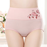 High Elastic Waist Floral Print Girls Panty Brief Women Undergarments Soft Fabric Underwear - Light Pink - Shop N Save
