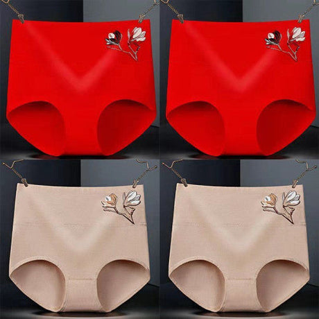 High Elastic Waist Underwear Briefs Women Undergarments Comfortable Summer Wear Panty - Red - Shop N Save