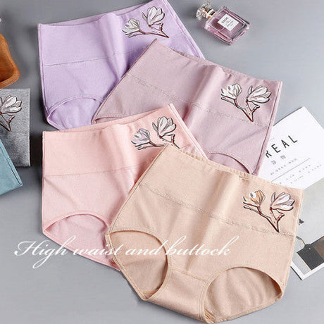 High Elastic Waist Underwear Briefs Women Undergarments Comfortable Summer Wear Panty - Bean Paste - Shop N Save