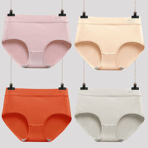 French Cut Elastic Waist Stylish Underwear Plain Color Mini Panty Women Undergarments - Brown