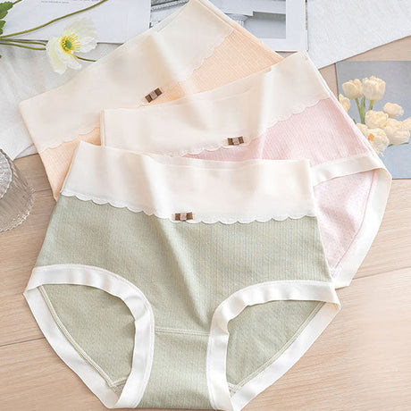 Comfortable Women's High Waist Brief Elastic Closure Soft Cotton Blends Underwear - Light Green - Shop N Save