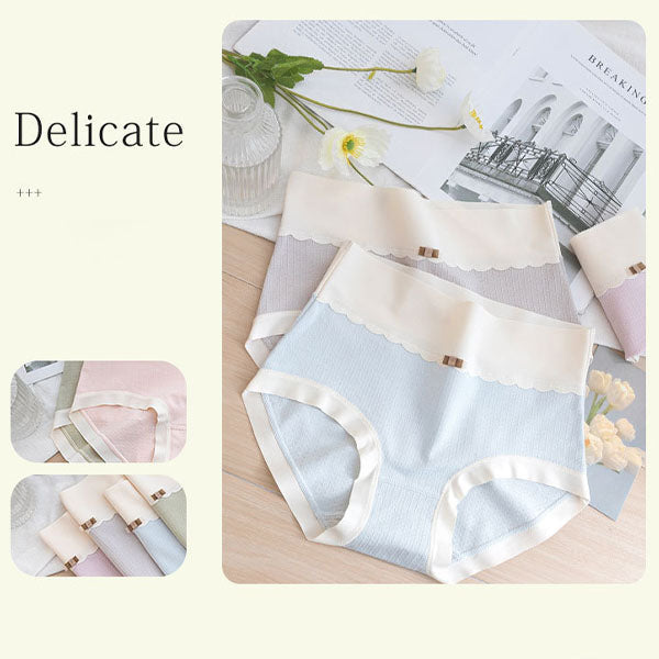 Comfortable Women's High Waist Brief Elastic Closure Soft Cotton Blends Underwear - Light Blue - Shop N Save