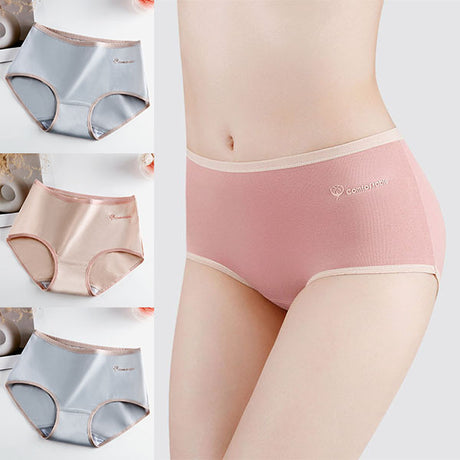 Stylish Two Tone Elastic Waist Hipster Women's Cotton Blend Underwear - Light Orange - Shop N Save