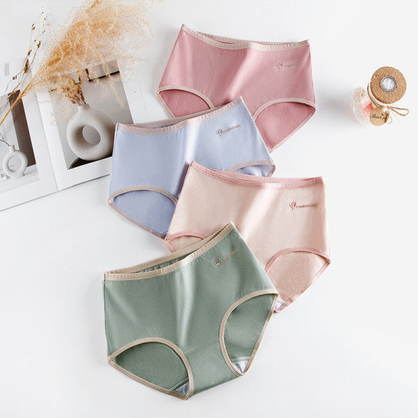 Stylish Two Tone Elastic Waist Hipster Women's Cotton Blend Underwear - Pink - Shop N Save