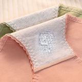 Floral Lace High Waist Briefs Stylish Soft Fabric Women's Underwear - Orange Red - Shop N Save