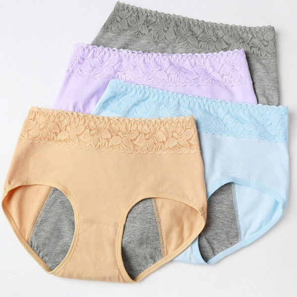 Elegant Lace High Waist Women's Brief Stylish Innerwear Comfortable Cotton Blends Underwear - Light Blue - Shop N Save