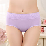Elegant Lace High Waist Women's Brief Stylish Innerwear Comfortable Cotton Blends Underwear - Purple - Shop N Save