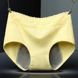 Elegant Lace High Waist Women's Brief Stylish Innerwear Comfortable Cotton Blends Underwear - Light Yellow - Shop N Save