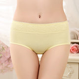 Elegant Lace High Waist Women's Brief Stylish Innerwear Comfortable Cotton Blends Underwear - Light Yellow - Shop N Save