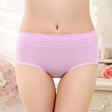 Elegant Lace High Waist Women's Brief Stylish Innerwear Comfortable Cotton Blends Underwear - Light Purple - Shop N Save