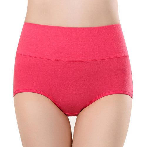 Belly Shaper High Elastic Waist Underwear Brief Stylish Plain Color Women Undergarments - Rose Pink - Shop N Save