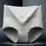 Belly Shaper High Elastic Waist Underwear Brief Stylish Plain Color Women Undergarments - Gray - Shop N Save
