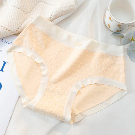 Stylish Ribbed High Waist Hipsters Two Tone Women's Panties Cotton Blend Fabric Underwear - Skin - Shop N Save