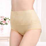 Floral Embossed Print High Elastic Waist Underwear Women Summer Wear Inner Soft Comfy Fabric Women's Panty - Skin - Shop N Save
