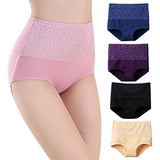 Floral Embossed Print High Elastic Waist Underwear Women Summer Wear Inner Soft Comfy Fabric Women's Panty - Black - Shop N Save