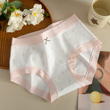 Bow Patched Cotton Hipsters Trendy Women's Underwear Collection with Soft Fabric &amp; Elastic Waist - White Pink - Shop N Save
