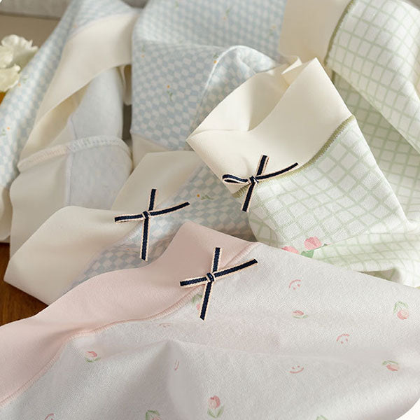 Bow Patched Cotton Hipsters Trendy Women's Underwear Collection with Soft Fabric &amp; Elastic Waist - White Pink - Shop N Save