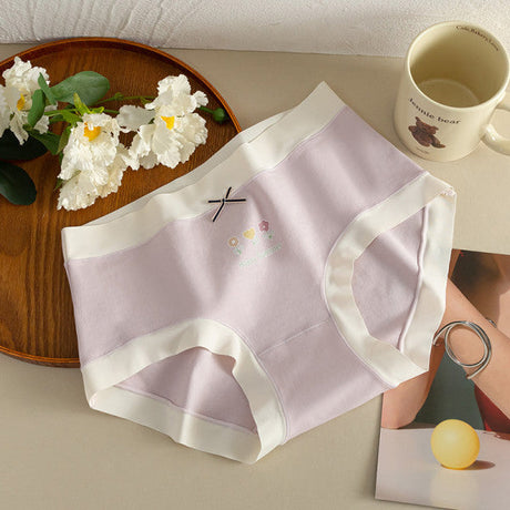 Bow Patched Cotton Hipsters Trendy Women's Underwear Collection with Soft Fabric &amp; Elastic Waist - Light Purple - Shop N Save