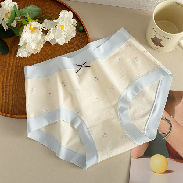 Bow Patched Cotton Hipsters Trendy Women\'s Underwear Collection with Soft Fabric &amp; Elastic Waist - Blue Multi - Shop N Save